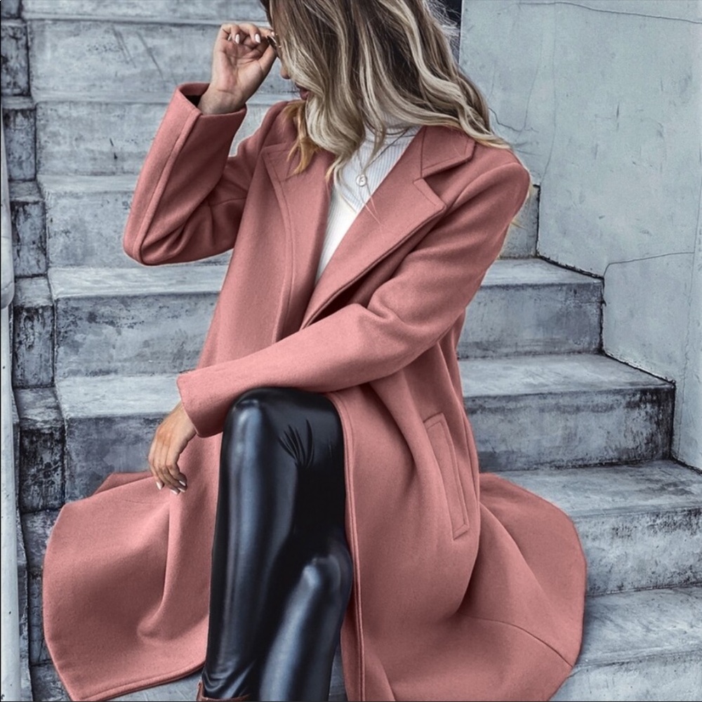 Trench coat pea coat jacket charcoal gray grey - Picture 14 of 16